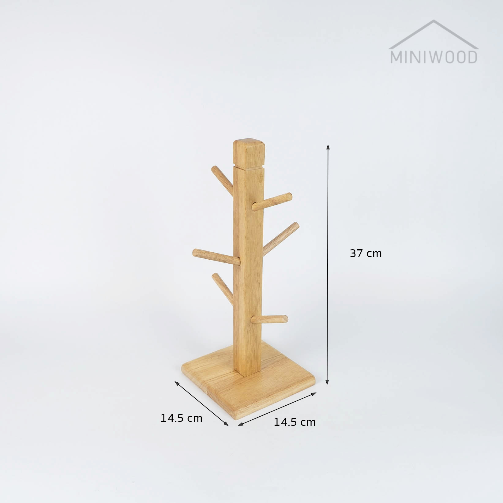 MINIWOOD เสาแขวนแก้ว ที่เก็บแก้ว 6 ใบ MUG TREE STAND ผลิตจากไม้จริง