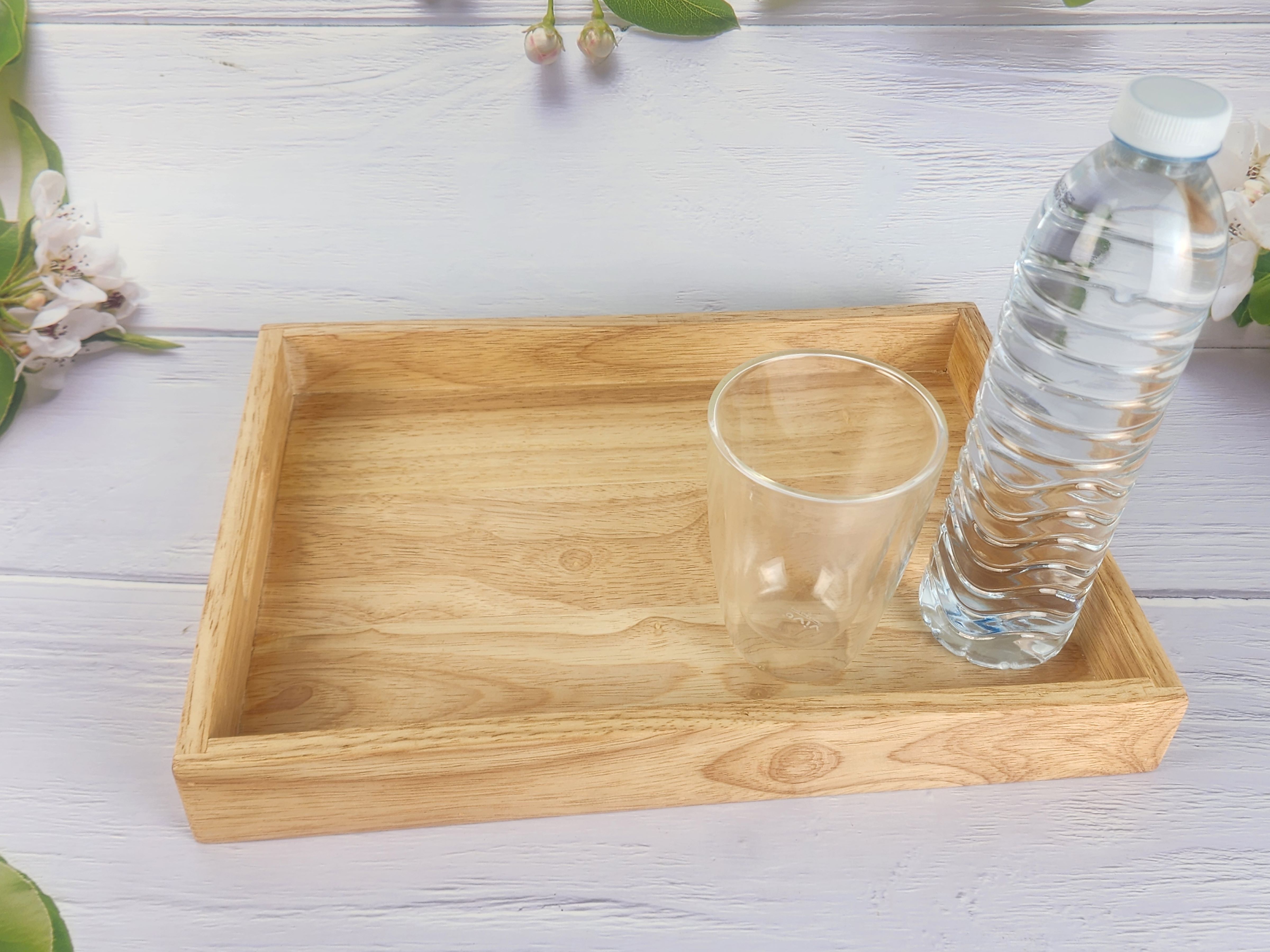 MINIWOOD ถาดไม้จริง ถาดเสิร์ฟไม้ ถาดไม้แท้ Wooden Tray ไม้ยางพารา