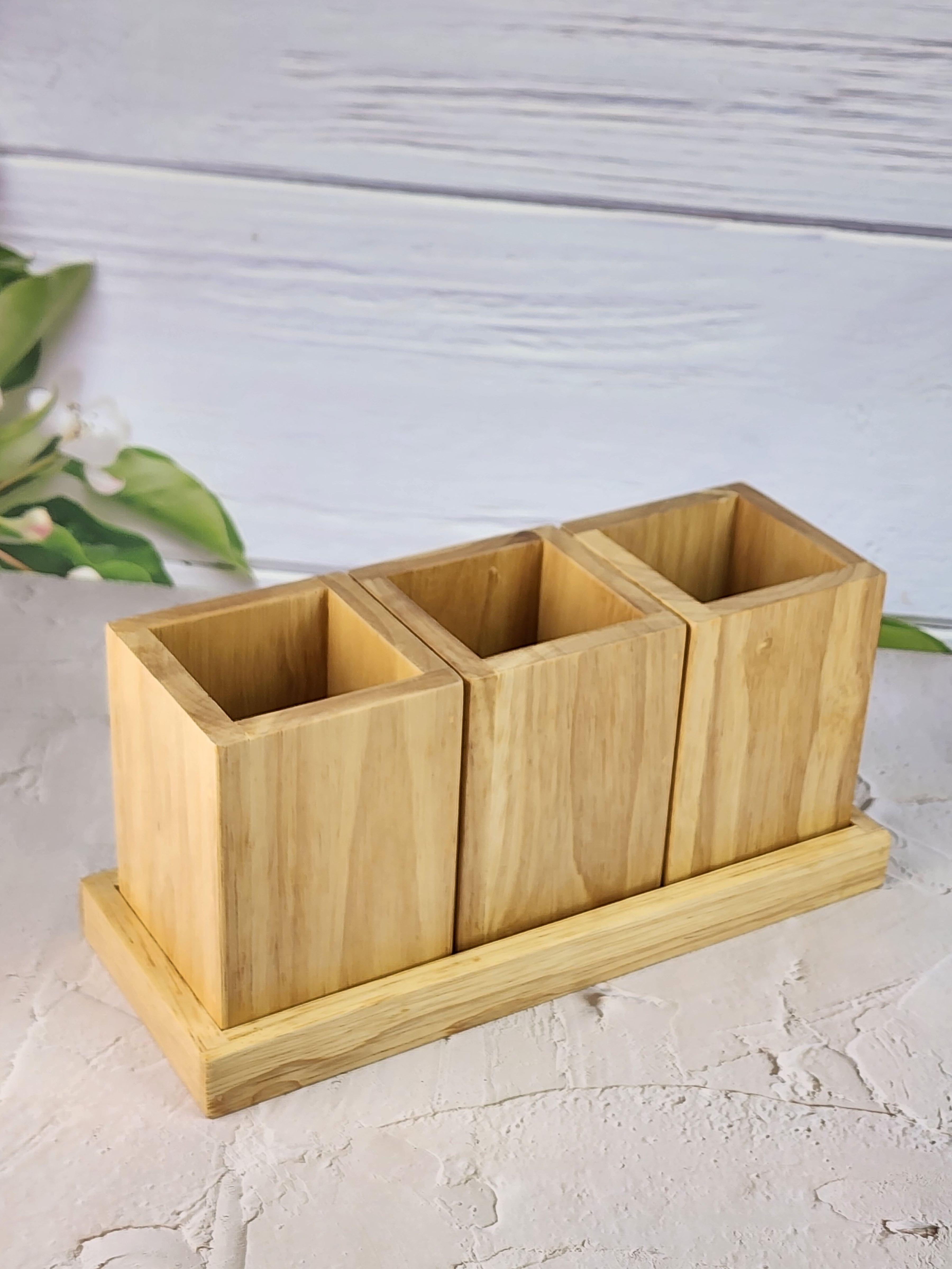 MINIWOOD ชุดกล่องหลอด ขุดกล่องบิล กระติกไม้ 3ใบชุด CANISTER SET