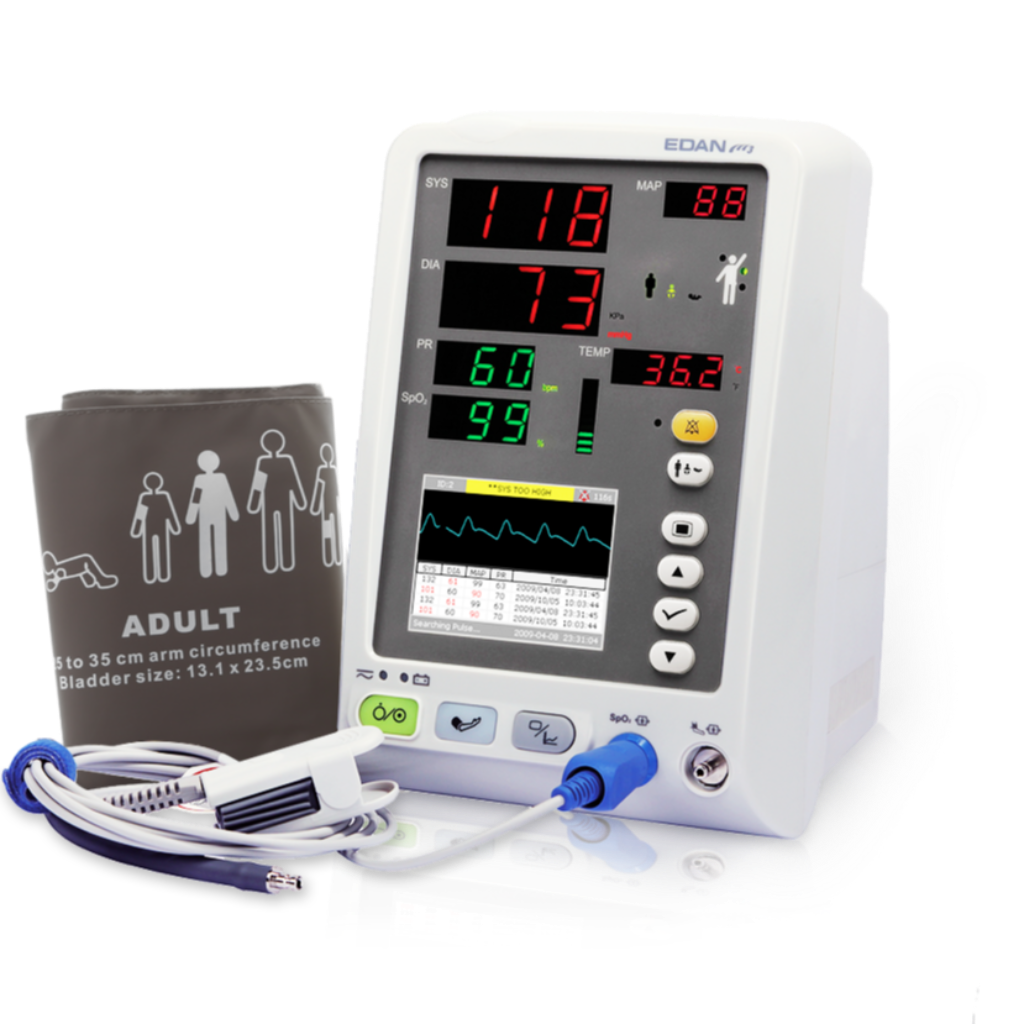 เครื่องวัดความดันโลหิต( NIBP ) วัดออกซิเจนในเลือด ที่ปลายนิ้ว ( SpO2 ) และวัดอัตราการเต้นของหัวใจ / วัดชีพจร ( Pulse rate / PR ) รุ่น M3A