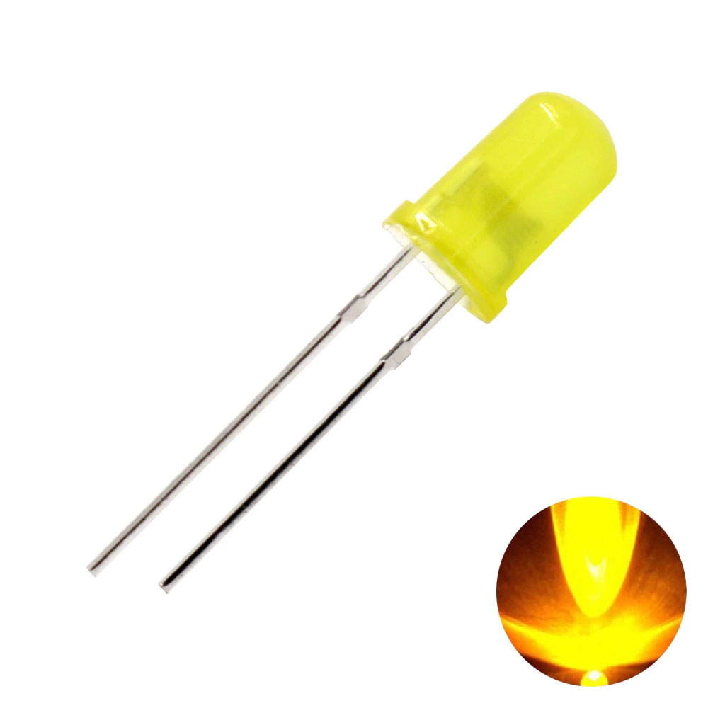 หลอดไฟ LED 5mm สีเหลือง 5 ชิ้น