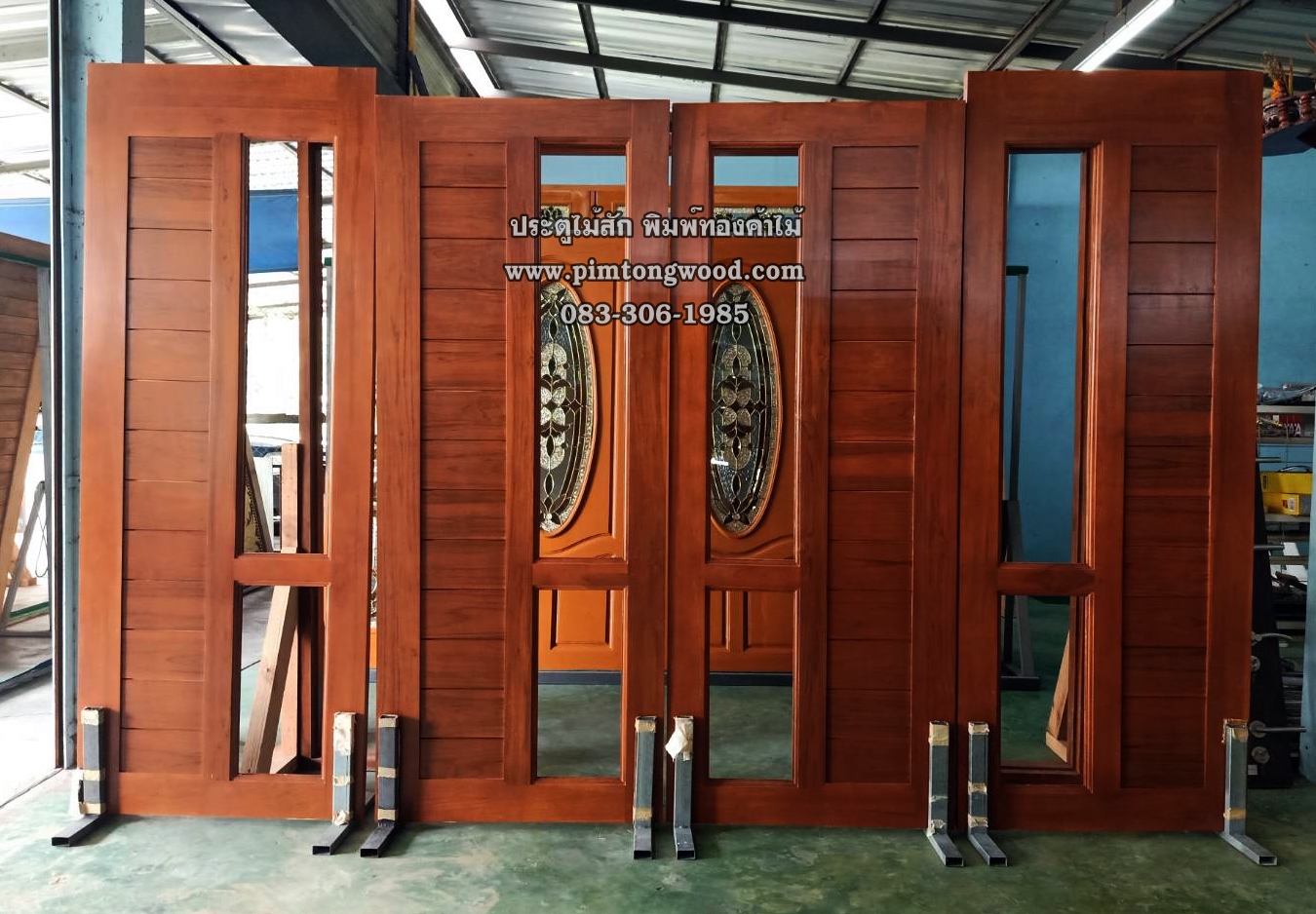 ประตูไม้สักบานเลื่อน 4 ชิ้น - SL-26