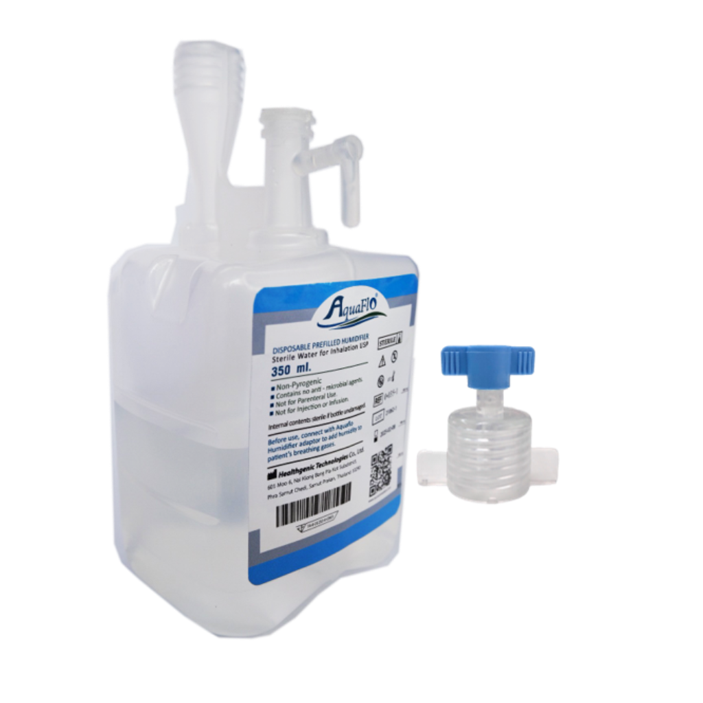 น้ำกลั่นสเตอร์ไรค์ 350 มล. AquaFlo Prefilled Humidifier 350 ml. Sterile Water for Inhalation