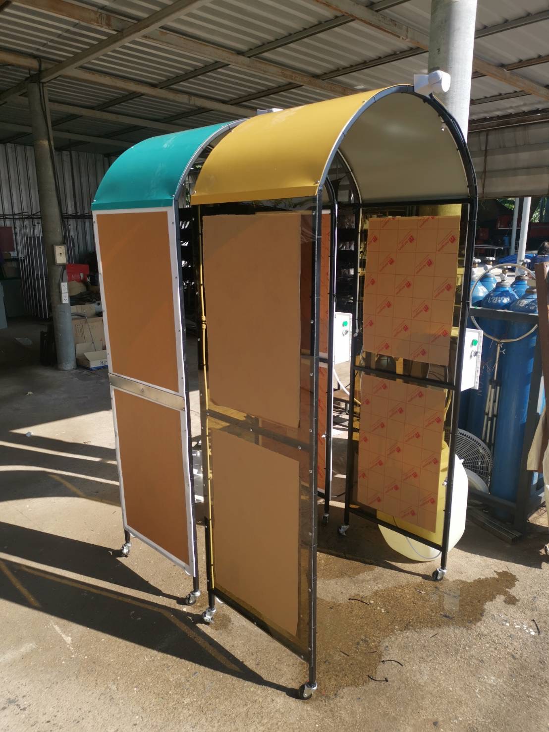 อุโมงค์พ่นฆ่าเชื้อโรคเคลื่อนย้ายได้ โครงสร้างเหล็กหุ้มอคริลิค