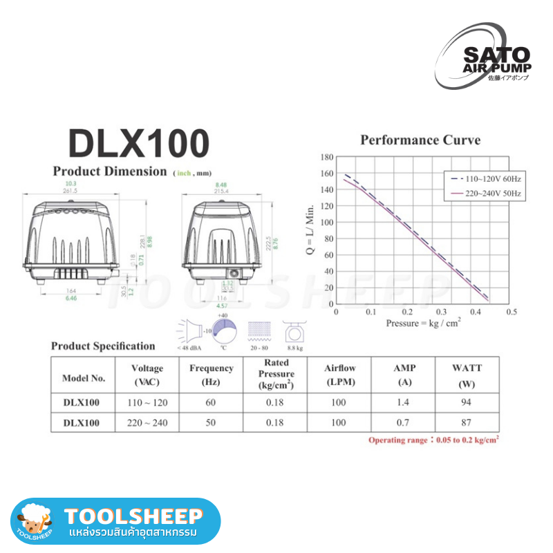 เครื่องเติมอากาศ SATO รุ่น DLX-100