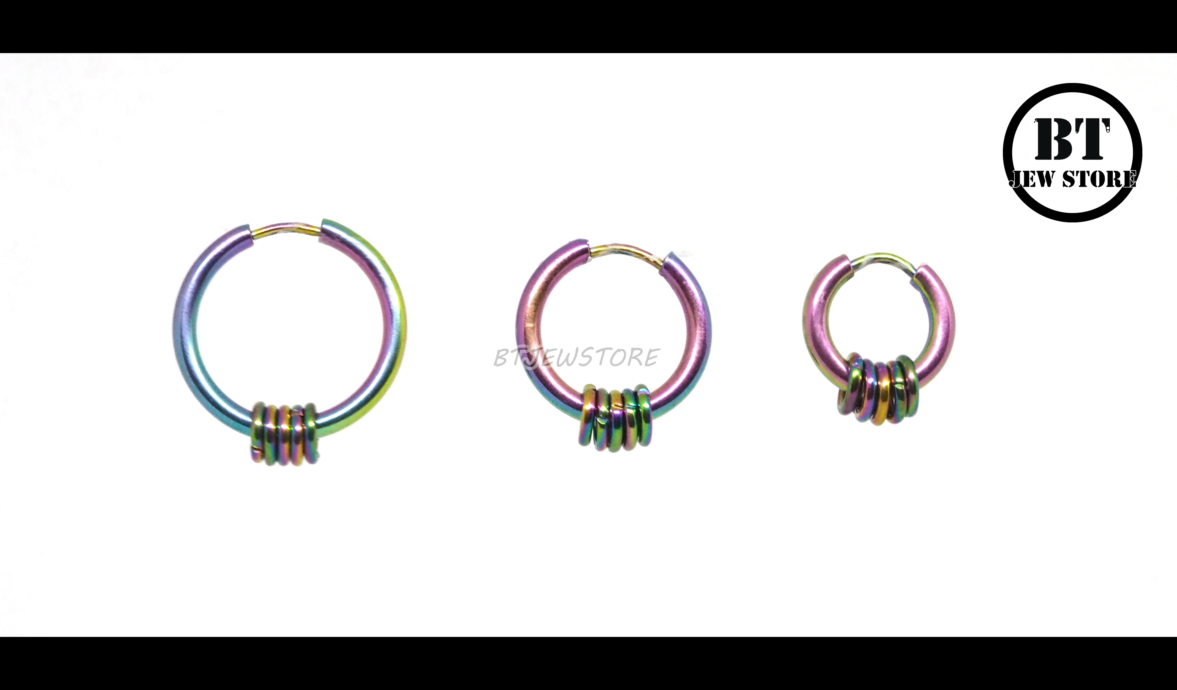 จิวห่วงคล้องสแตนเลส สีรุ้ง (วง 14, 18, 22 mm)