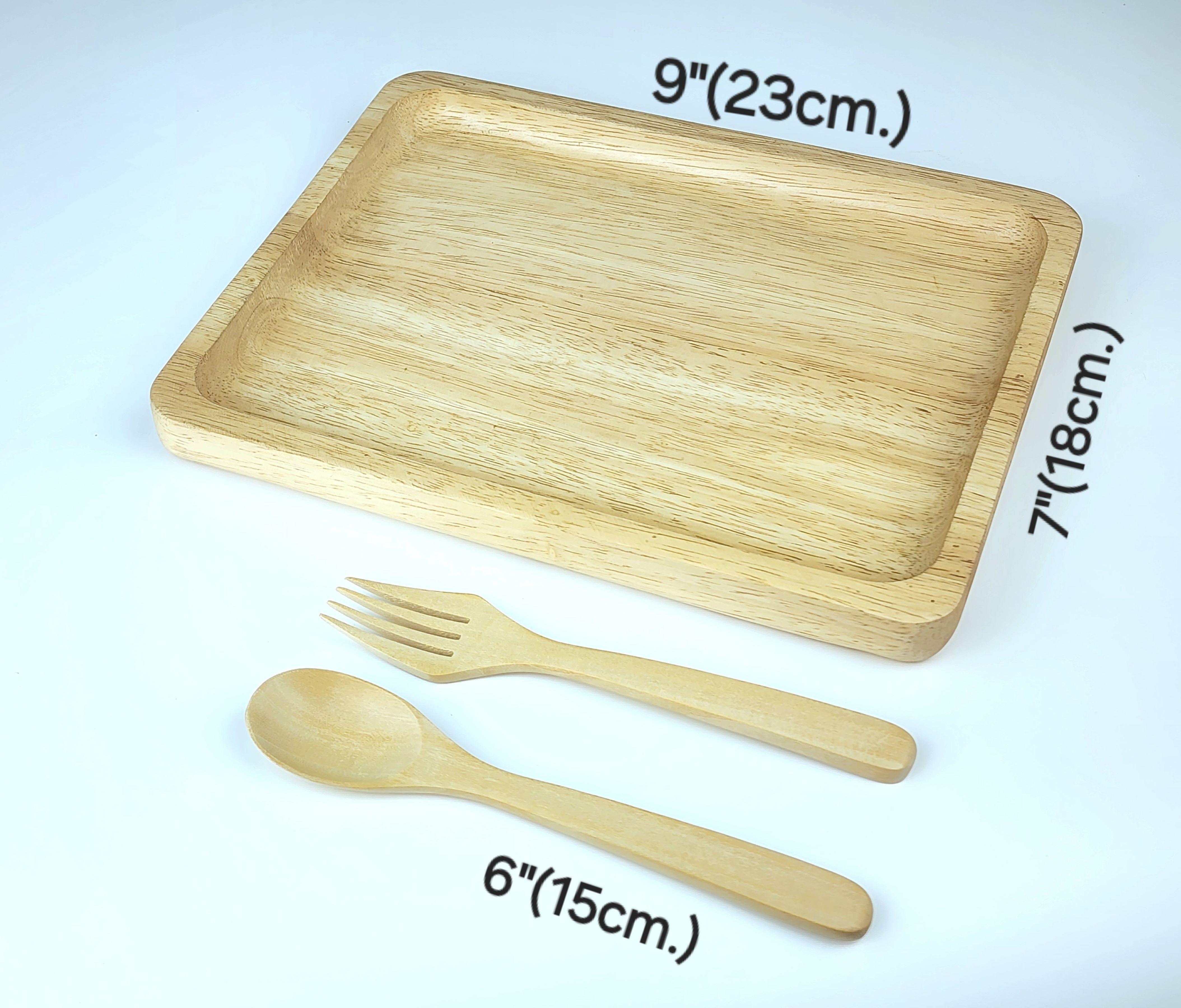 MINIWOOD จานเค้ก จานไม้ 7x9นิ้ว จานไม้ใส่อาหาร ถาดไม้ Food grade Wooden plate ไม้ยางพารา