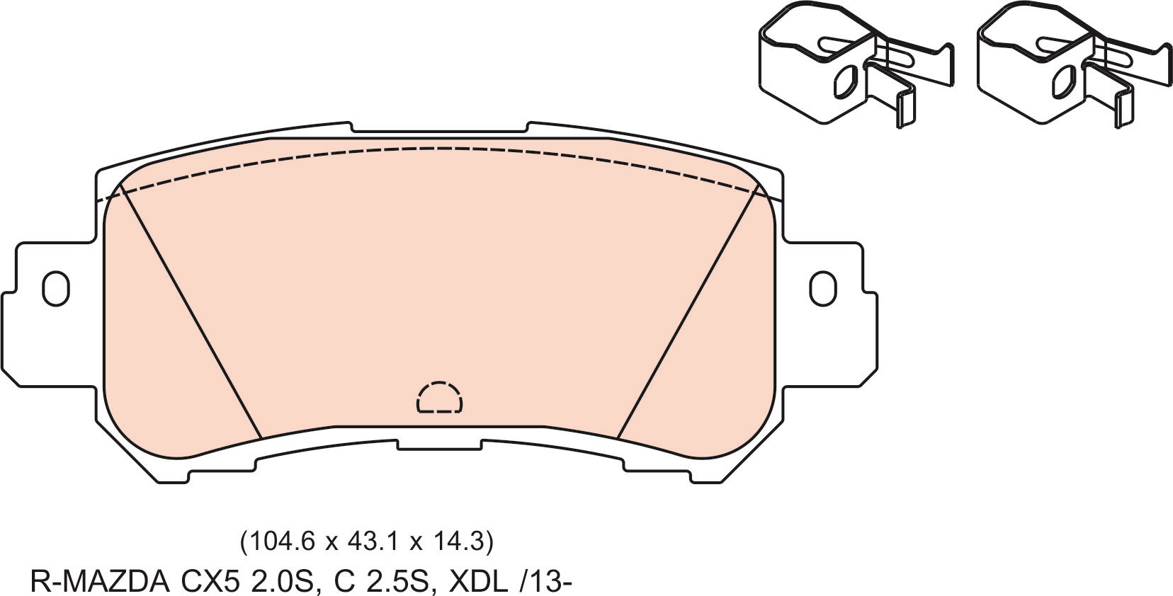 ผ้าเบรค-หลัง Mazda 2 Skyactive ปี 2014 - 2017