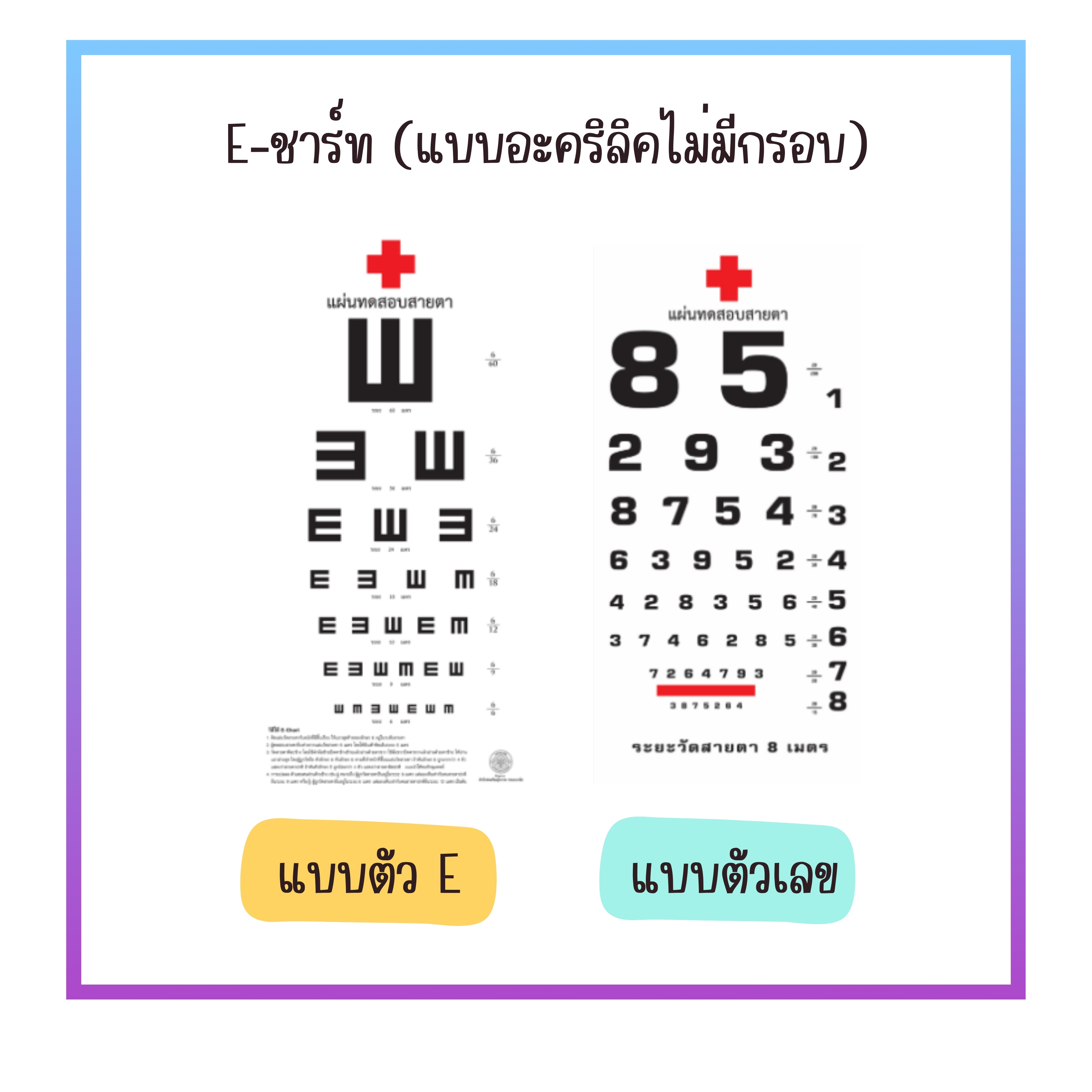 E-ชาร์ท วัดค่าสายตา (แบบอะคริลิค ไม่มีกรอบ)
