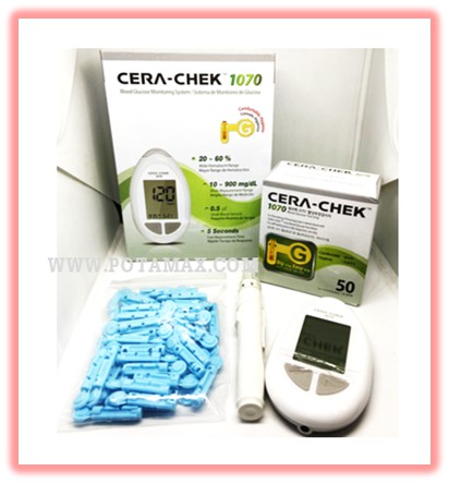 เครื่องตรวจน้ำตาลและแผ่นตรวจ ยี่ห้อ CERA-CHEK 1070