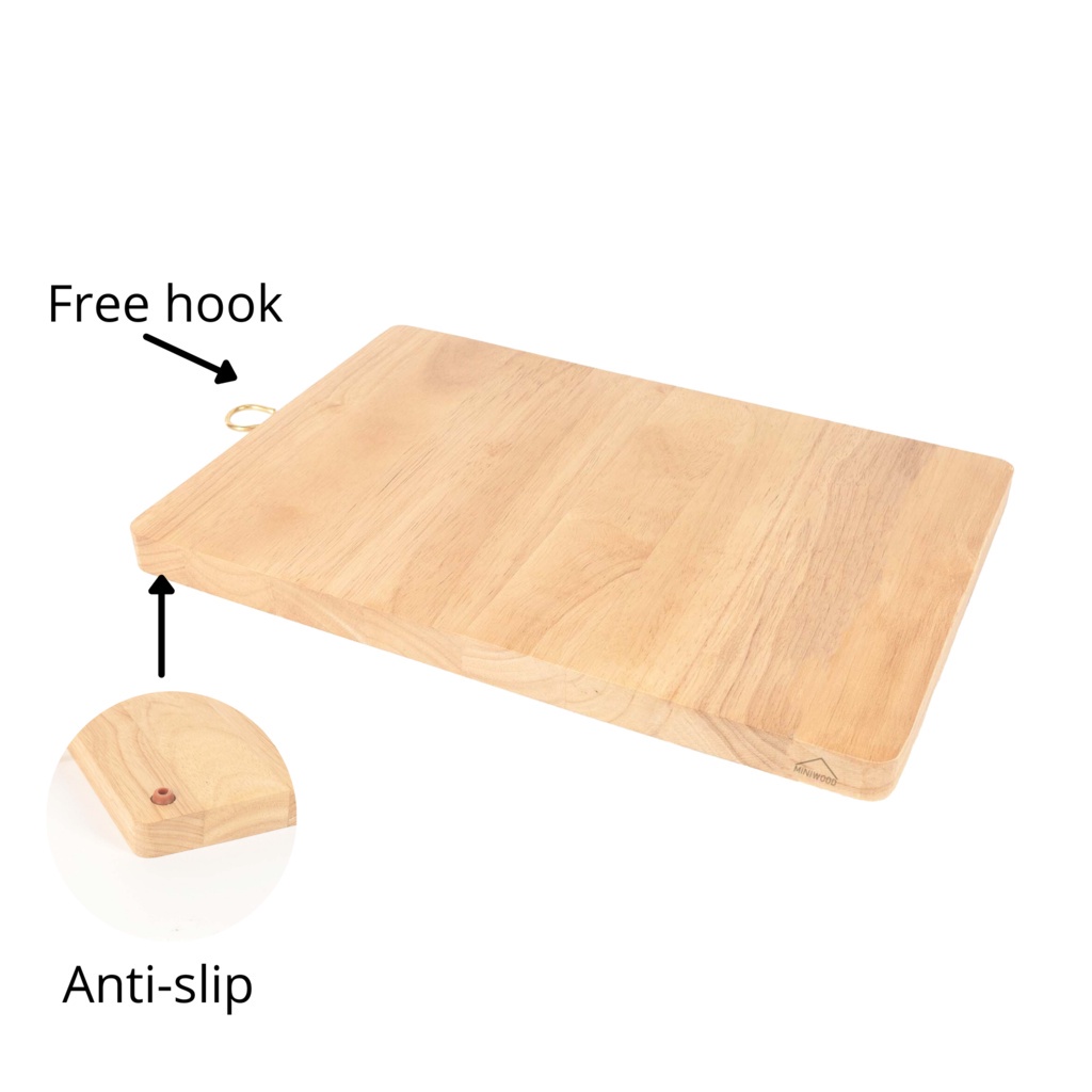 MINIWOOD เขียงไม้ ไม้จริง ขนาด 10x15", 12x12" Food Grade Wooden cutting board