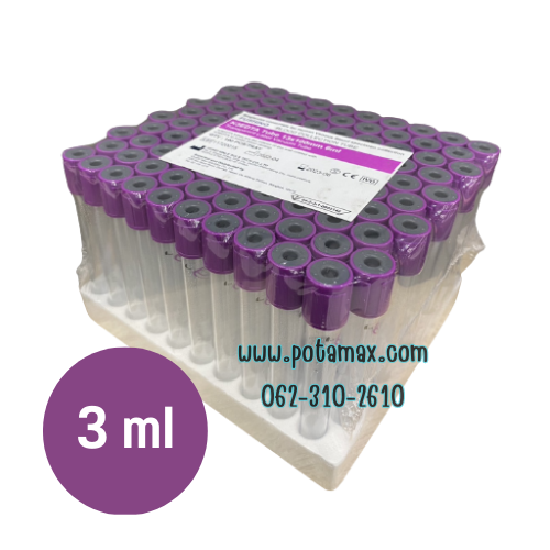 หลอดเก็บเลือด EDTA K3 Vacuum Tube ขนาด 3 ml (100หลอด/ถาด)