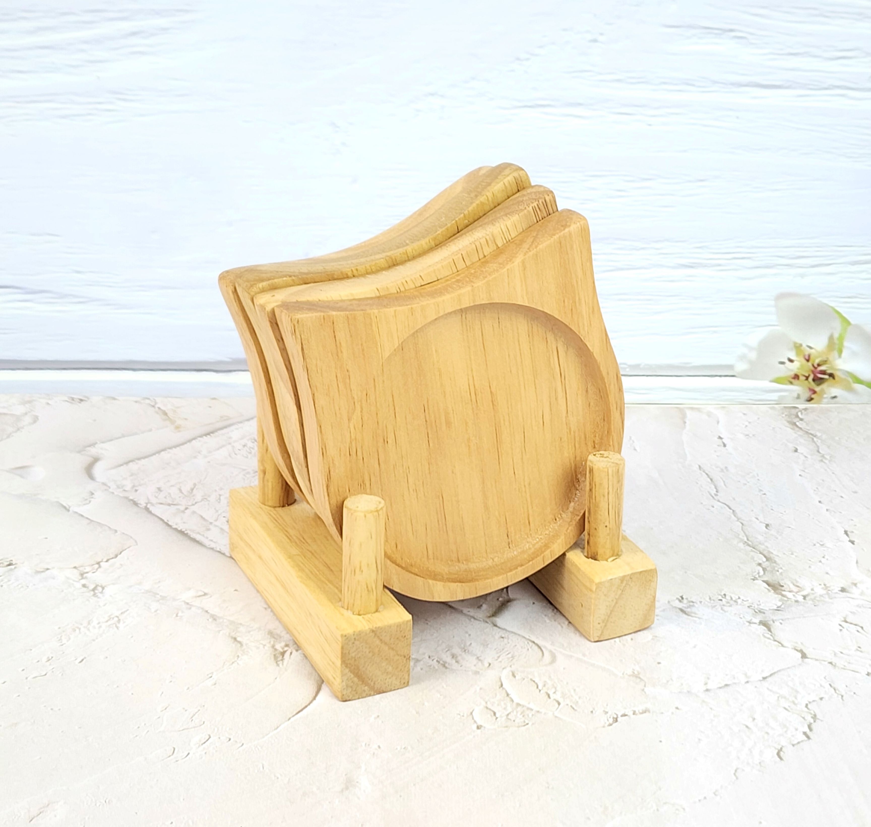 MINIWOOD จานรองแก้ว รูปแมว ผลิตจากไม้ยางพารา