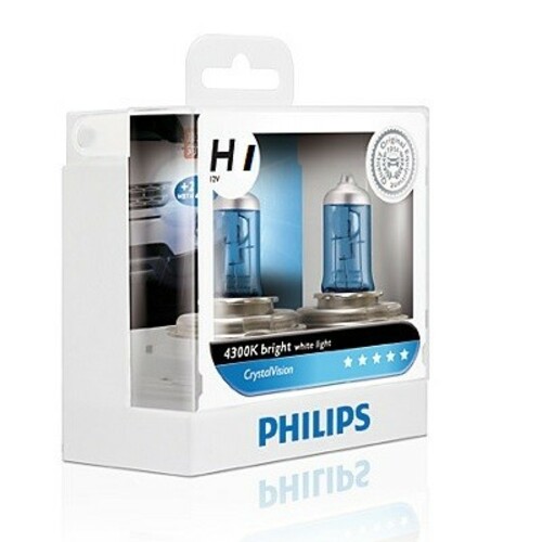 หลอดไฟรถยนต์ Philips H1&W5W Crystal 12V แพ๊คคู่ + W5W