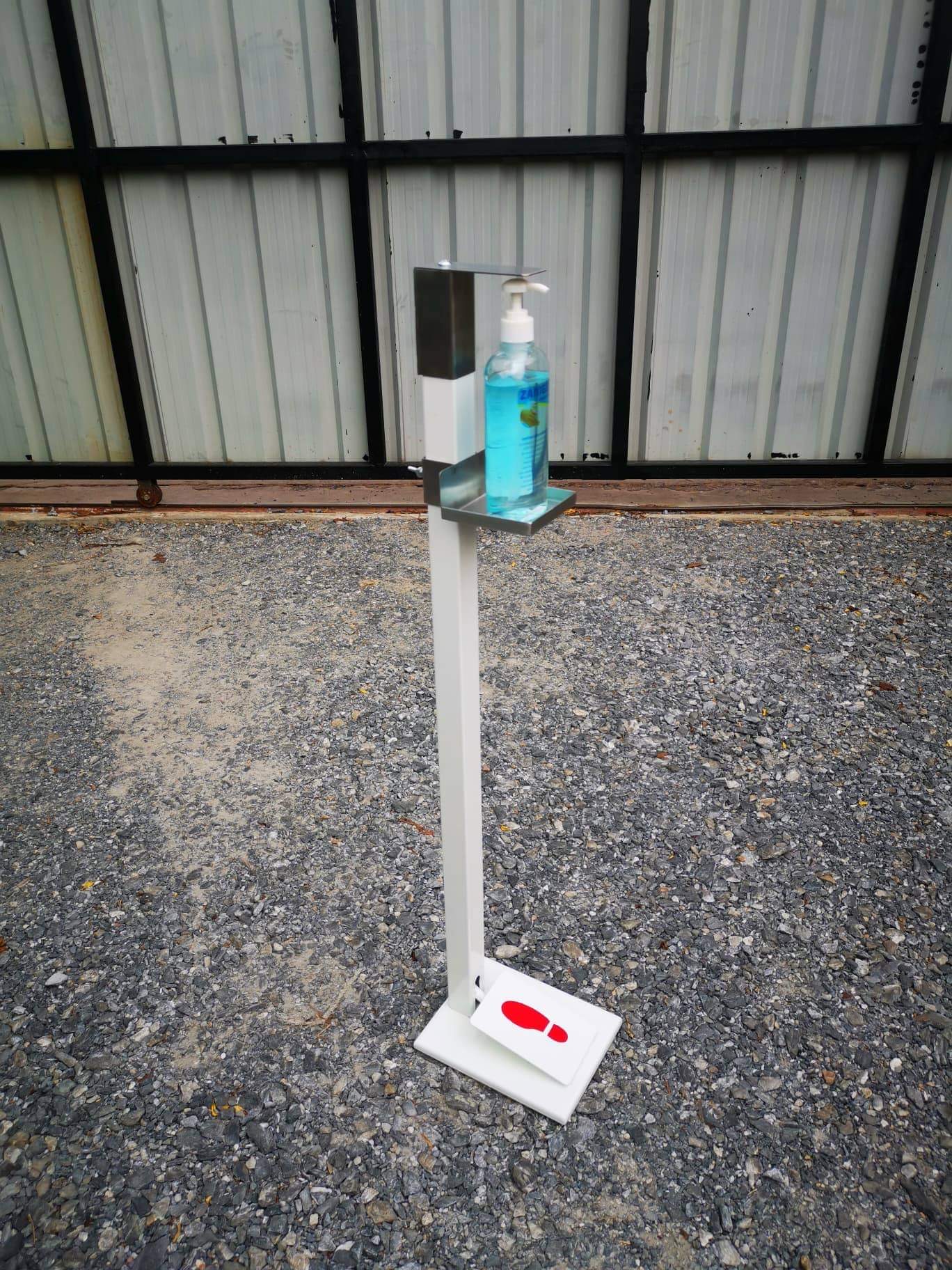 อุปกรณ์จ่ายแอลกอฮอล์แบบเท้าเหยียบ วัสดุเหล็กพ่นสีอบอย่างดี (A)