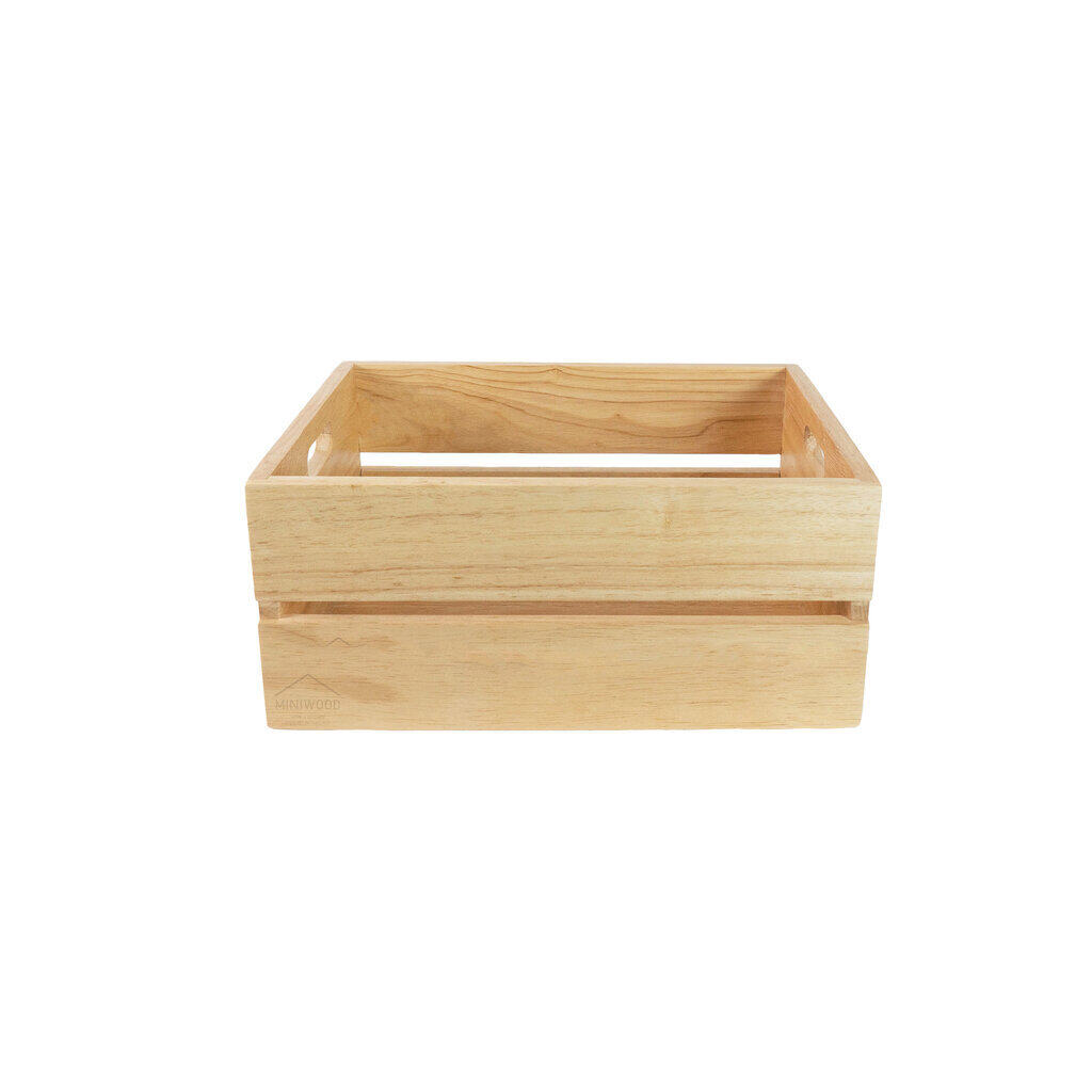 MINIWOOD ลัง ลังไม้ กล่องไม้ wooden box ชั้นวางของ DIY ไม้ยางพารา size M 15.5 x 27 x 35.5 ซม.