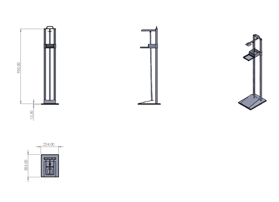 อุปกรณ์จ่ายแอลกอฮอล์แบบเท้าเหยียบ วัสดุเหล็กพ่นสีอบอย่างดี (B)