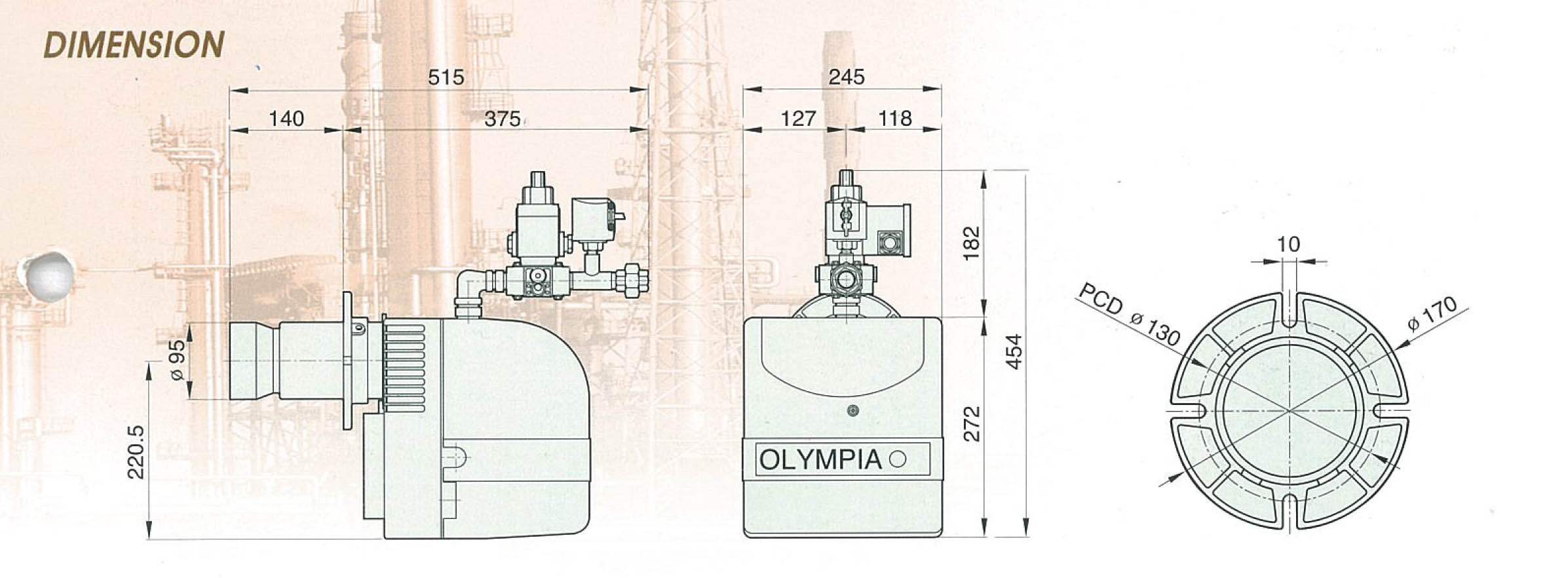 เครื่องพ่นไฟ OLYMPIA รุ่น OBG-10 ชนิดใช้แก็ส LPG