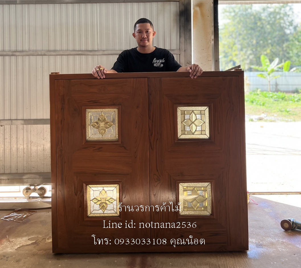 หน้าต่างไม้สักเกรดA,B รหัส220