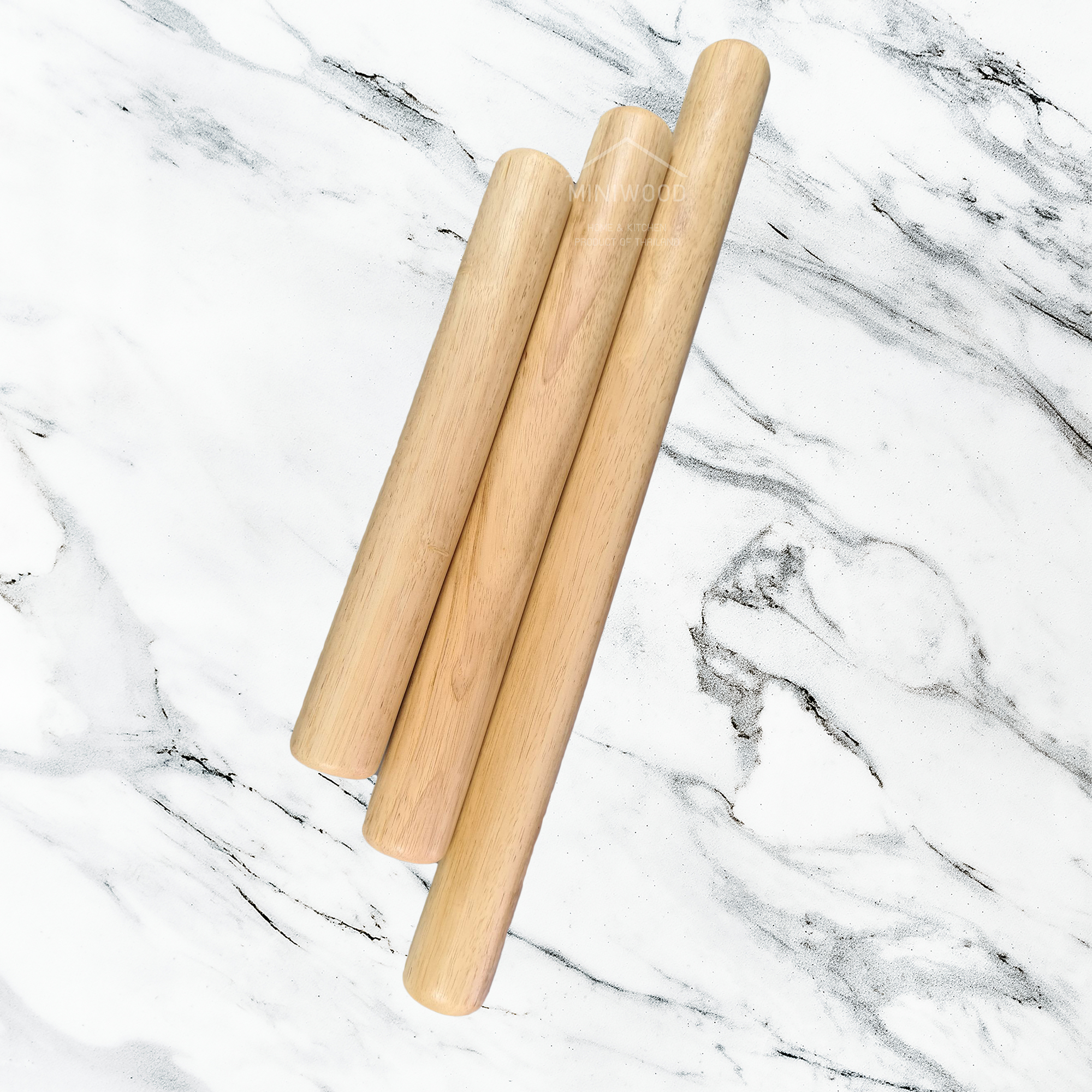 MINIWOOD ไม้คลึงแป้ง ใหญ่ ไม้นวดแป้ง อุปกรณ์เบเกอรี่ Straight Rolling Pin 4 ซม.