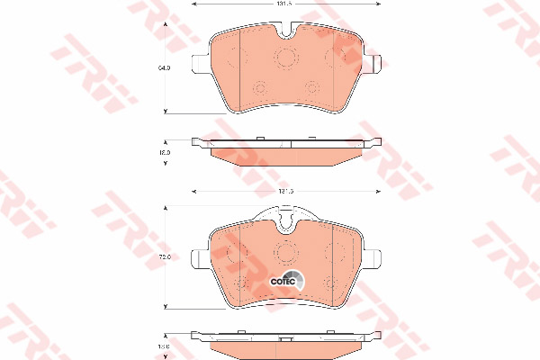 TRW ผ้าเบรค หน้า MINI Countryman R60 ปี 2010 ขึ้นไป COTEC (GDB1712)