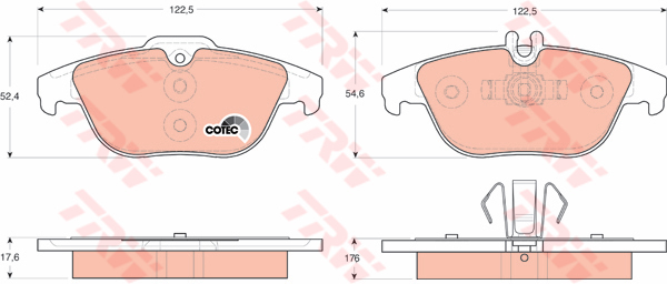 ผ้าเบรค TRW ล้อหลัง BENZ C-CLASS (W204) C180 และ C280 CDI ปี 2007 on COTEC (GDB1738)