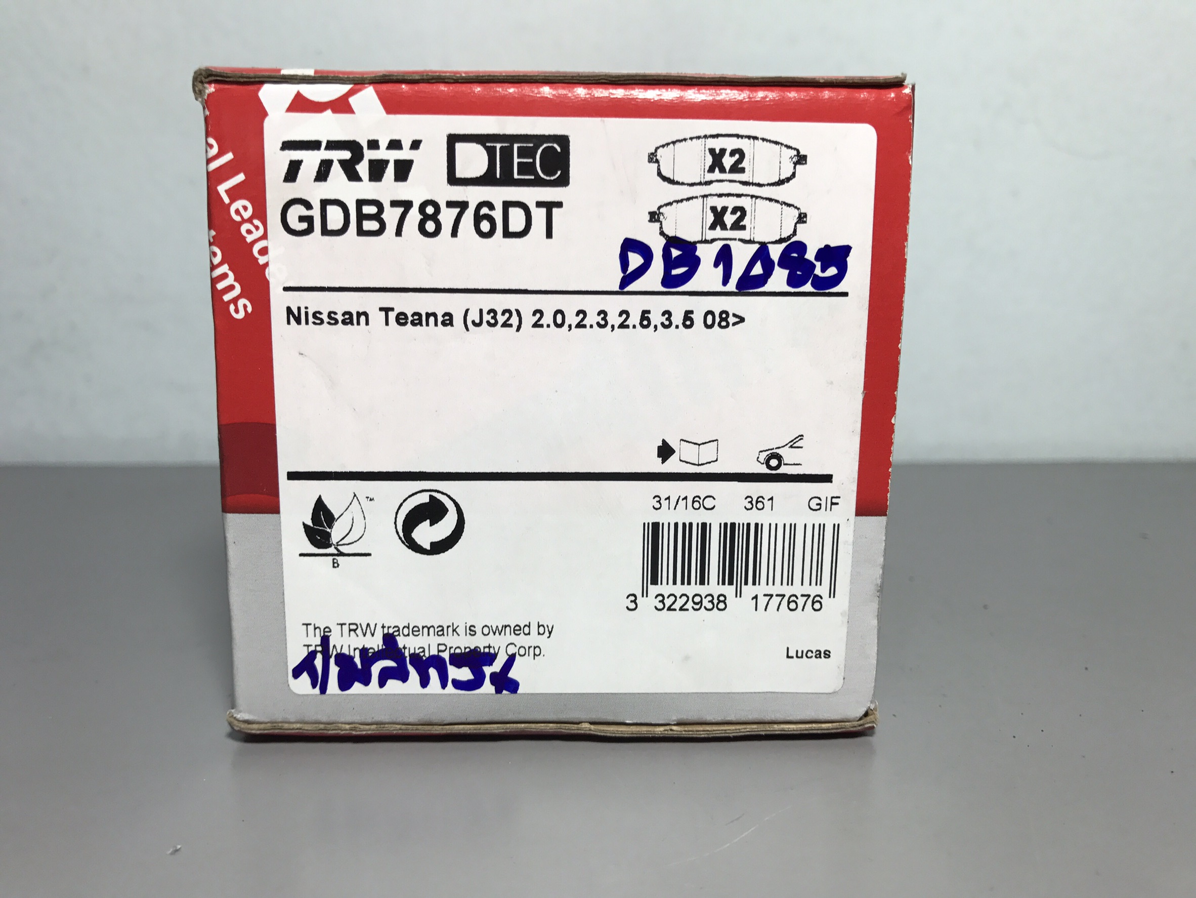 TRW ผ้าเบรค หน้า NISSAN Teana J32 ปี 2008 on DTEC