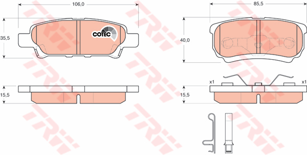 ผ้าเบรค หลัง TRW - MITSUBISHI Lancer Cedia 2.0 (C32) (C53) ปี 2004 on DTEC (GDB3341)