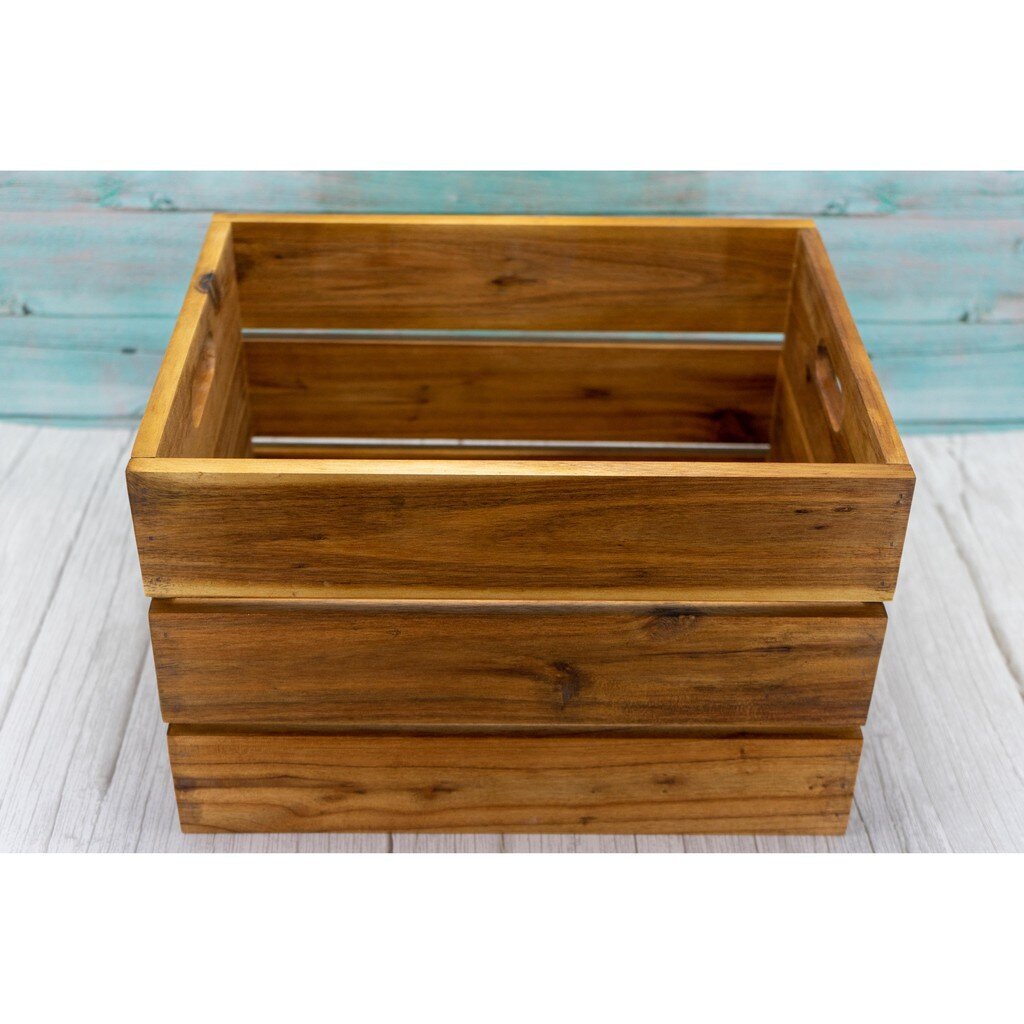 MINIWOOD ลังไม้ กล่องไม้ wooden box ชั้นวางของ DIY ไม้จามจุรี SIZE L 35x26.5x23 cm.
