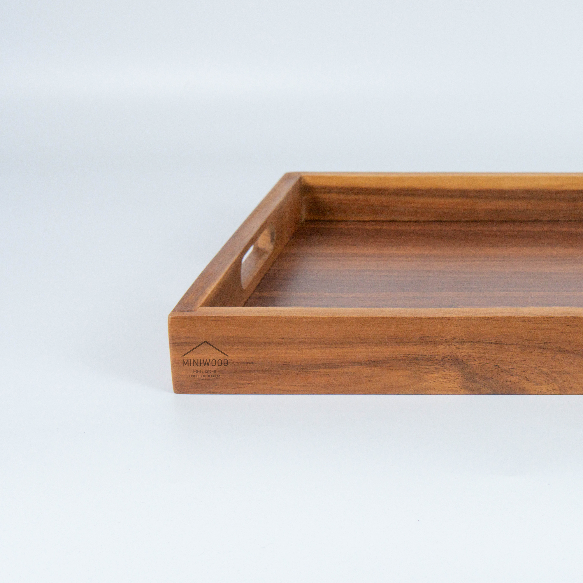 MINIWOOD ถาดเสิร์ฟ สี่เหลี่ยม ถาดไม้ Wooden Tray ผลิตจากไม้จามจุรี