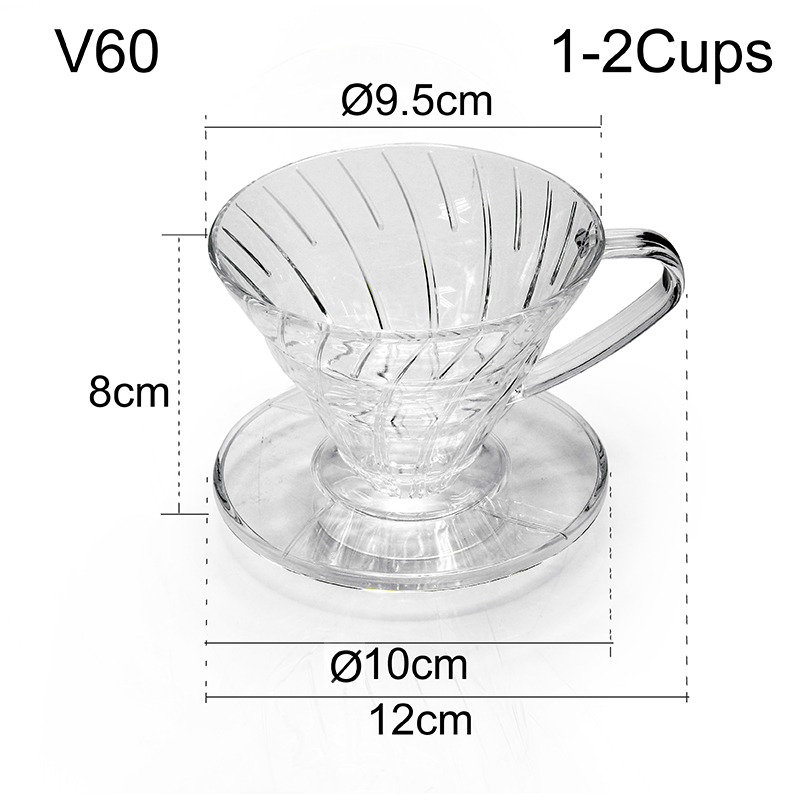 ถ้วยกรองกาแฟ AS V60 ดริปเปอร์ ทรงกรวย รูเดี่ยว 1-2 คัพ 1610-660