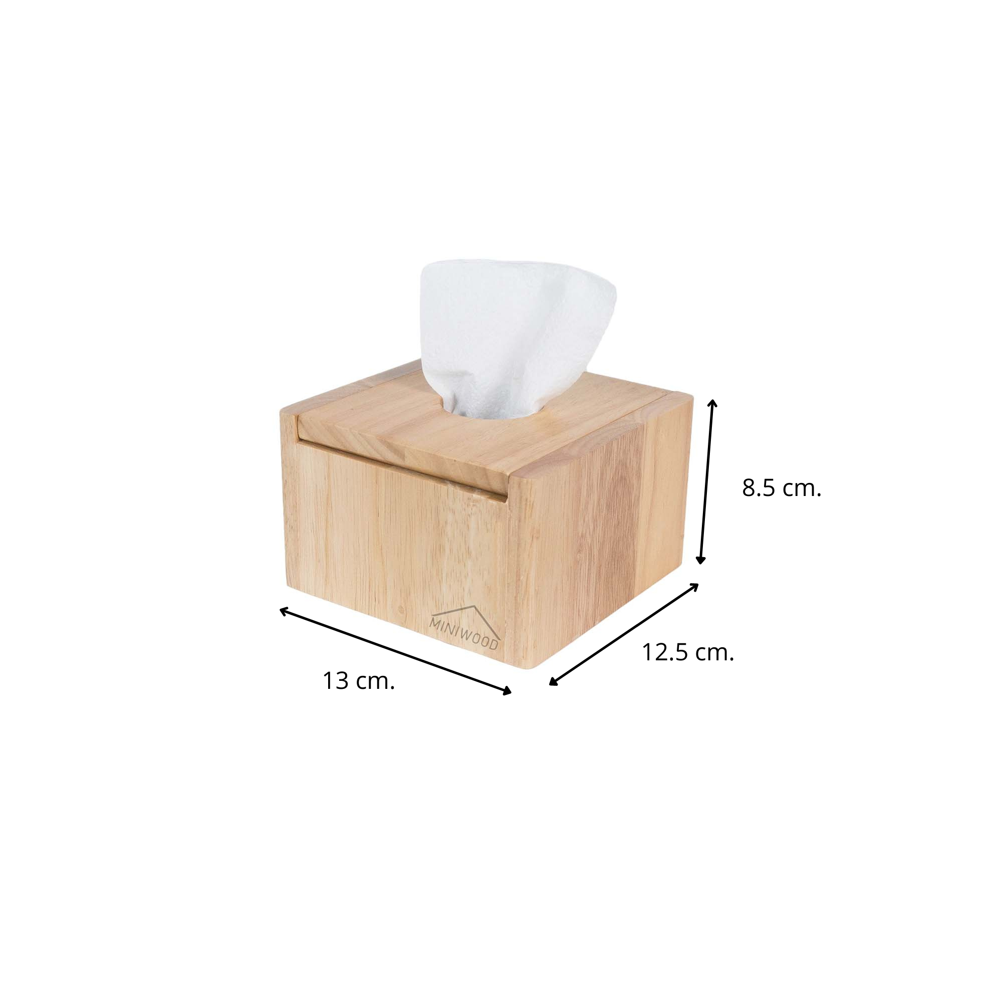 MINIWOOD กล่องกระดาษป๊อปอัพ กล่องใส่ทิชชู่ กล่องทิชชู่ ไม้ยางพารา Tissue Holder