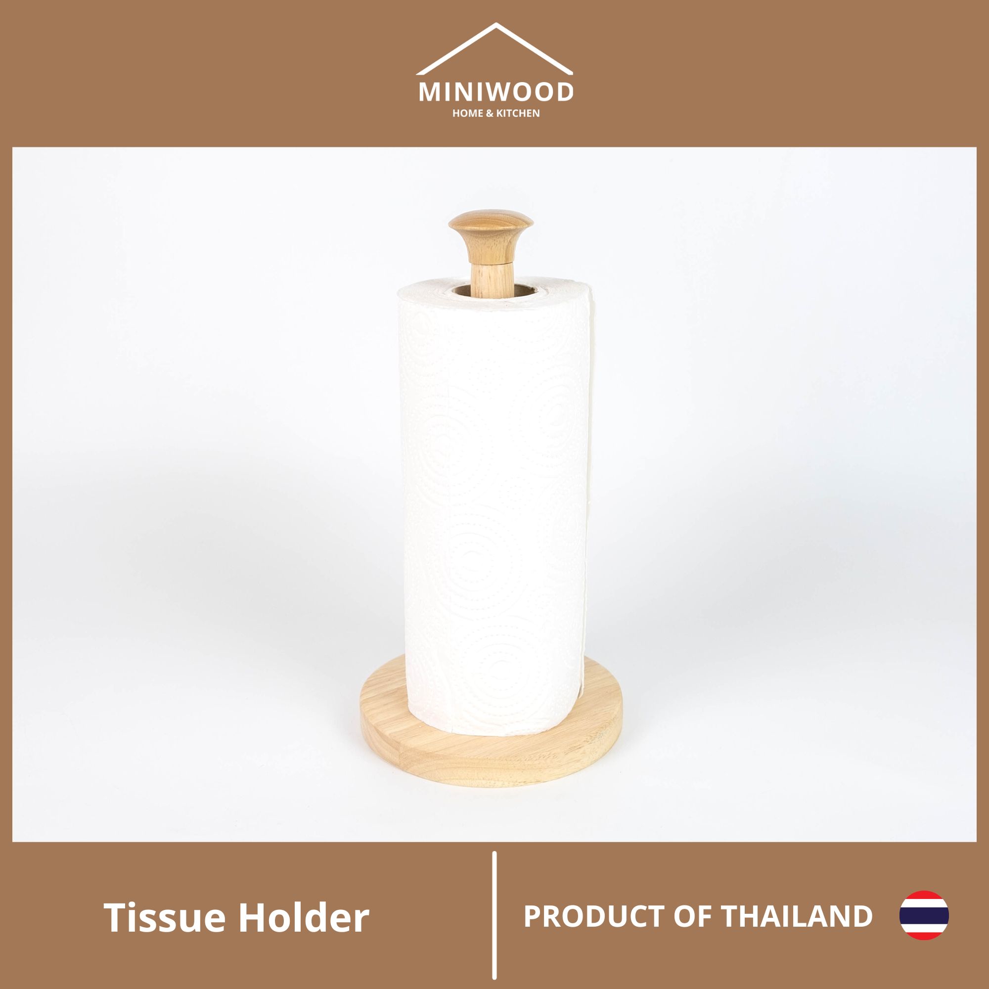 MINIWOOD แท่นกระดาษอเนกประสงค์ แท่นทิชชู่ม้วนยาว เสากระดาษอเนกประสงค์ Tissue Holder ผลิตจากไม้จริง (ลูกค้าประกอบสินค้าเอง)
