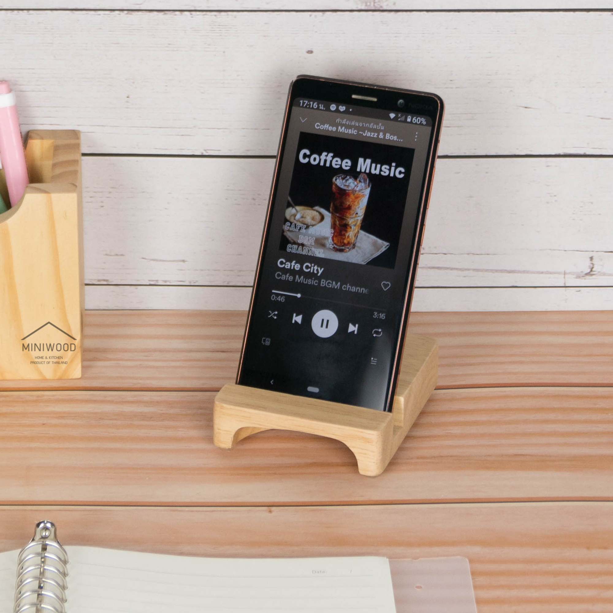 MINIWOOD ที่ตั้งโทรศัพท์ ที่วางโทรศัพท์ ขาตั้งโทรศัพท์ ขยายเสียง Phone Amplifier 9.5 x 8 เซนติเมตร