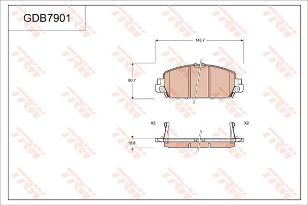 ผ้าเบรค (หน้า) Honda HR-V 1.8 ปี 2014 ขึ้นไป (TRW-DTEC)