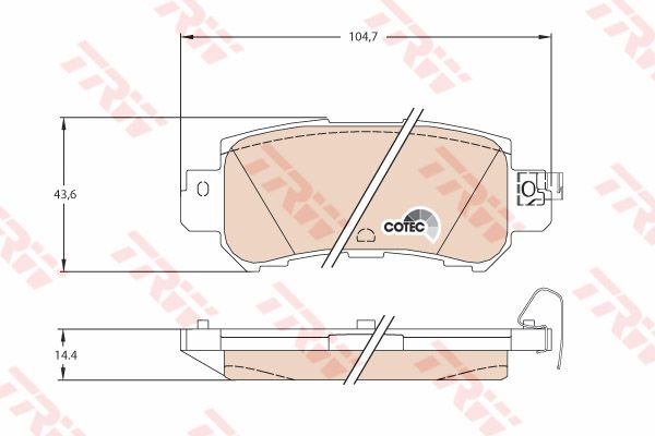 ผ้าเบรค-หลัง Mazda 2 Skyactive ปี 2014 - 2017 (TRW-DTEC)