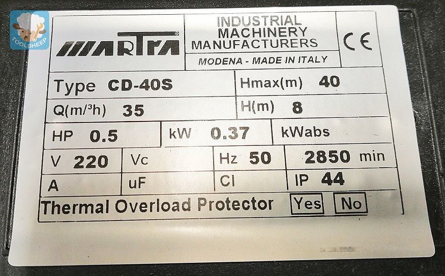 ปั๊มหอยโข่ง MARTRA รุ่น CD 40S