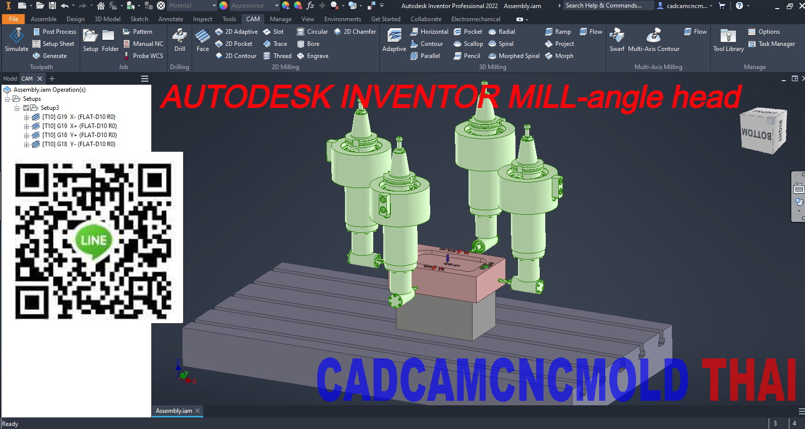 AUTODESK INVENTOR PRO 2022 CAM MILL 90 DEGREE ANGLE HEAD