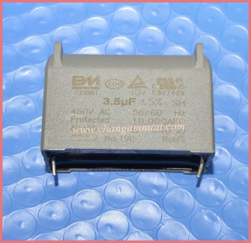 3.5uF450Vคาปาซิสเตอร์ ยี่ห้อ BM แบบลงปริ้น 20 x 46 มิล