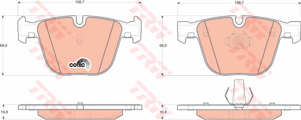 ผ้าเบรค TRW ล้อหลัง BMW Series7 745i และ 760i (E66) ปี 2002 on COTEC (GDB1502)