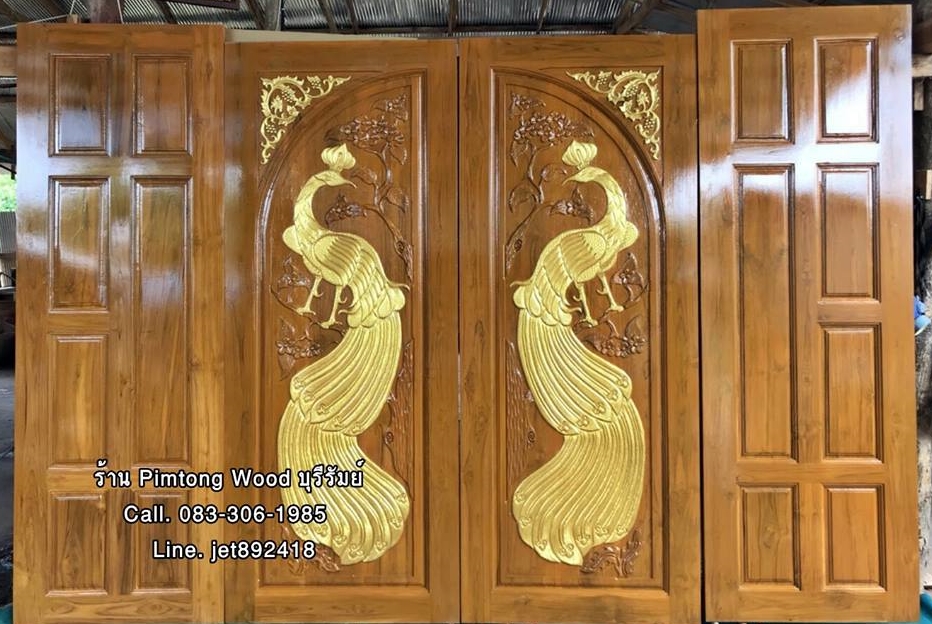 ประตูไม้สัก ชุดบานเลื่่อน 4 ชิ้น - SL-10