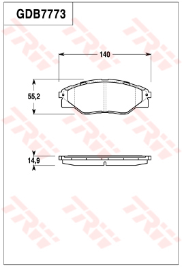 ผ้าเบรค (หน้า) Vigo 4x2 ธรรมดา ตัวเตี้ย / Smart Open Cap ปี 09 - 11 (TRW-UTEC)