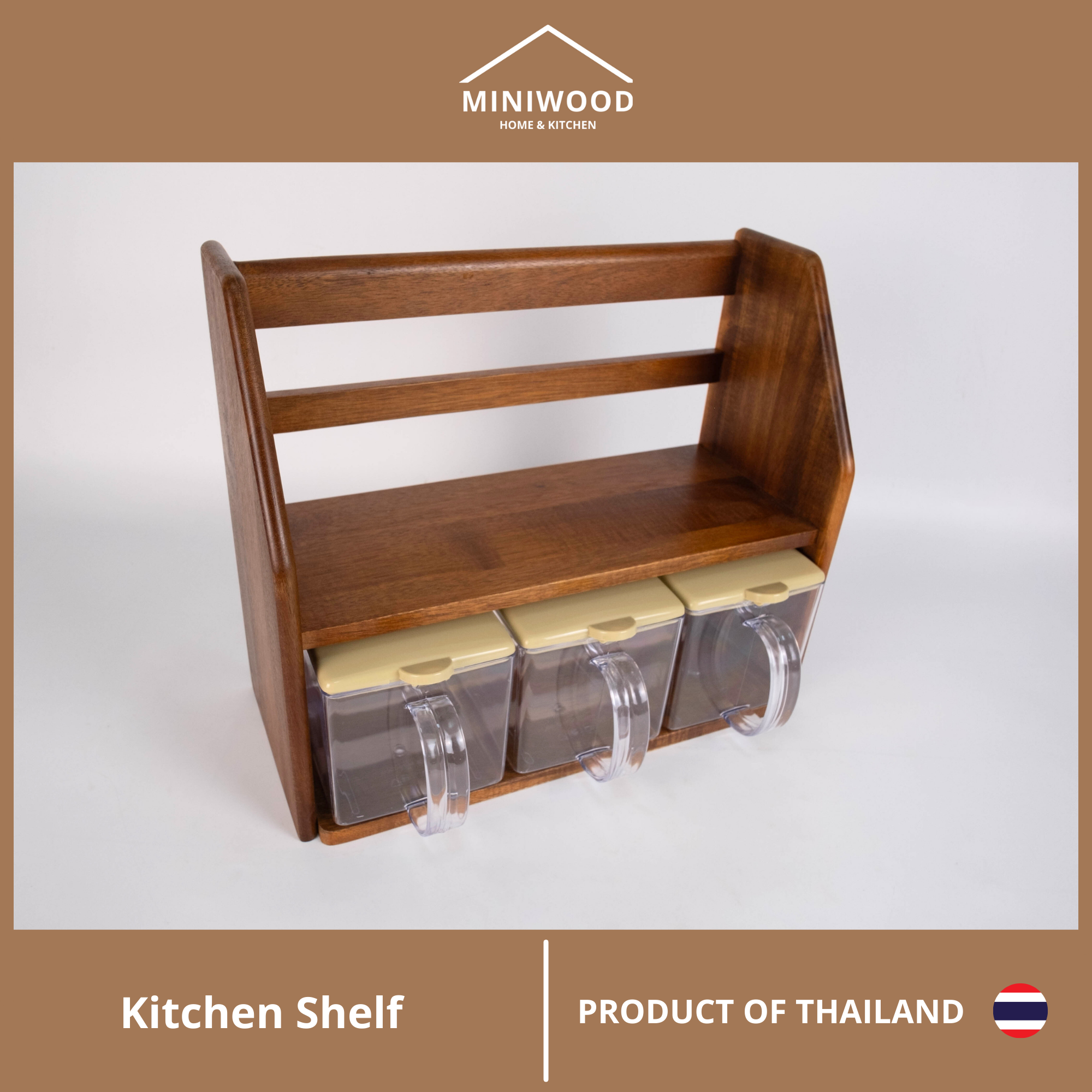 MINIWOODชั้นวางของ ที่วางกาแฟ 2ชั้น Mini Shelf (กล่องใส)