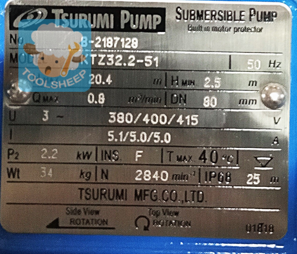 ปั้มแช่ TSURUMI รุ่น KTZ 32.2 (3PHASE)