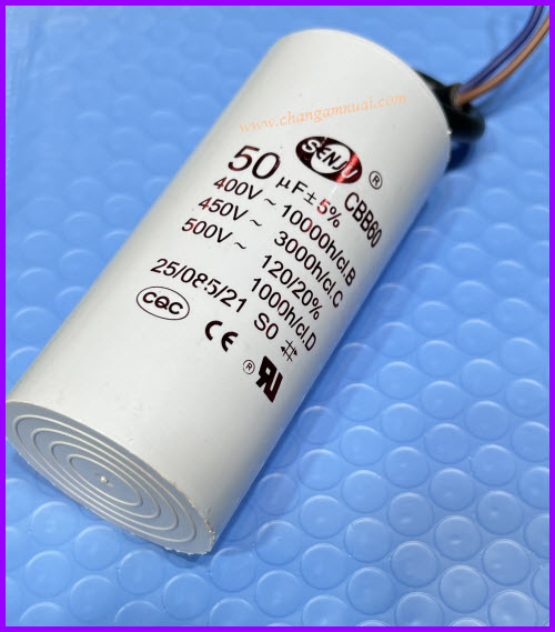 Senju CBB60 คาปาซิสเตอร์ 50uF450V แบบมีสาย เกรดA