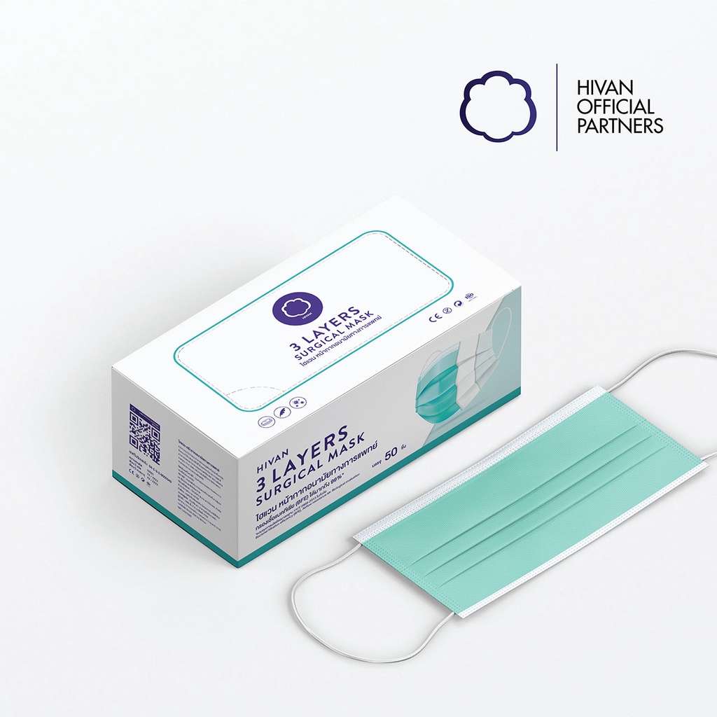 หน้ากากอนามัยทางการแพทย์ ยี่ห้อ HIVAN (50ชิ้น/กล่อง)