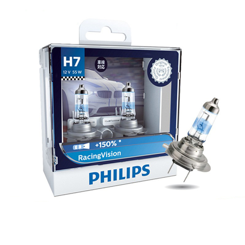หลอดไฟรถยนต์ Philips H7 Racing Vision +150% 12V 60/55W แพ๊คคู่