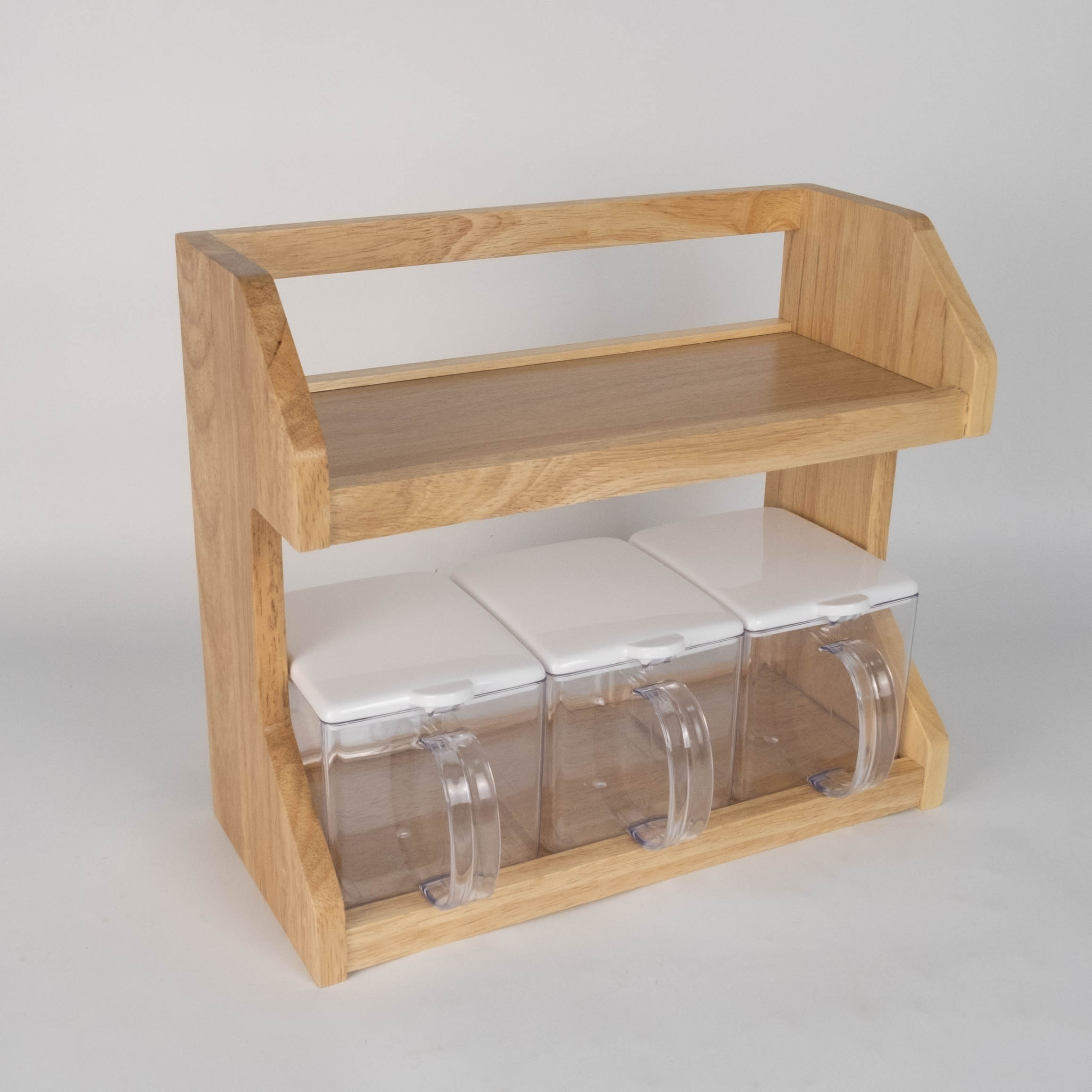 MINIWOODชั้นวางของ ที่วางเครื่องปรุง 2ชั้น Mini Shelf (กล่องใส)