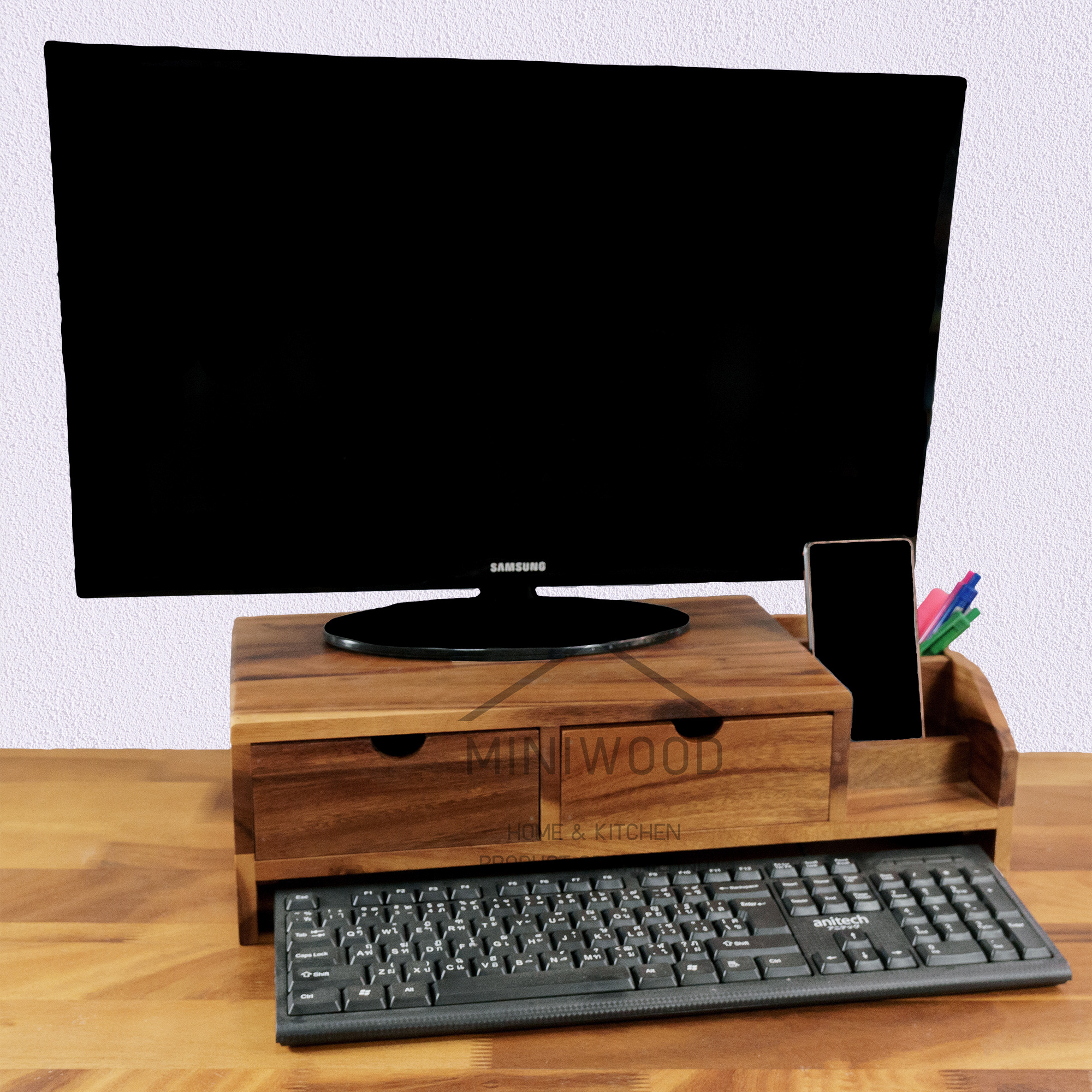 MINIWOOD ชั้นวางจอคอมพิวเตอร์ ผลิตจากไม้ Wooden Monitor Stand