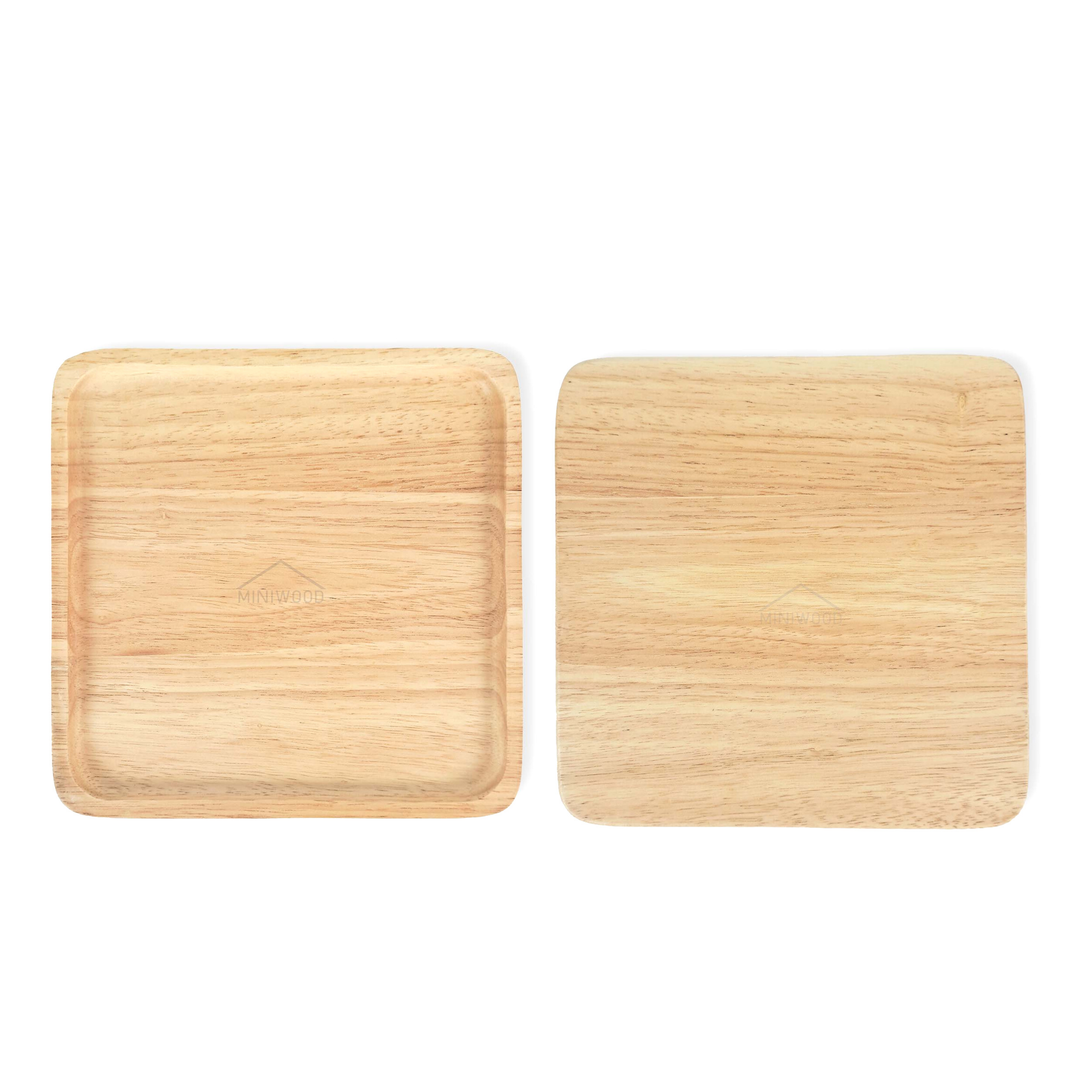 MINIWOOD จานไม้ สี่เหลี่ยมจัตุรัส จานไม้ใส่อาหาร ถาดไม้ Wooden plate ไม้ยางพารา